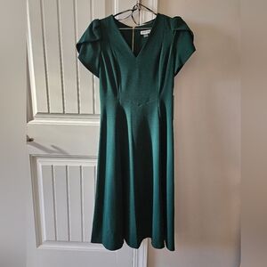 NWT Calvin Klein Emerald Green Dress SZ 8 w/Gold Zipper